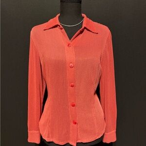 Chic Coral Button-Down Shirt for Women